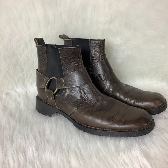 Bed Stu Men's Brown Leather Harness Buckle Chelsea Fairbanks Boots 12 - Picture 1 of 11